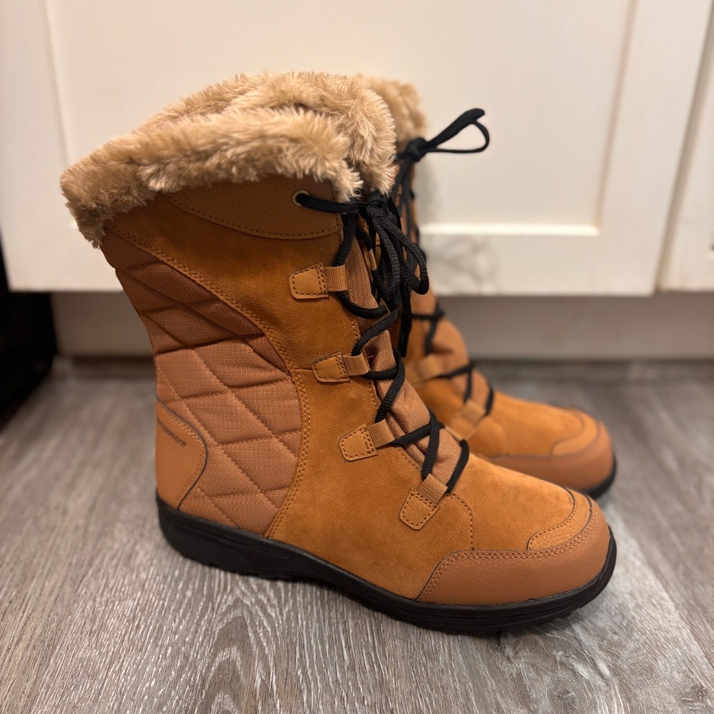 Columbia Ice Maiden II Winter Boots, Brown, Women's Size 11 Suede Fur Waterproof